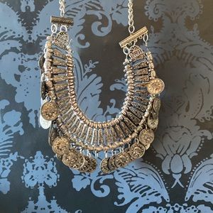 Faux silver coin necklace